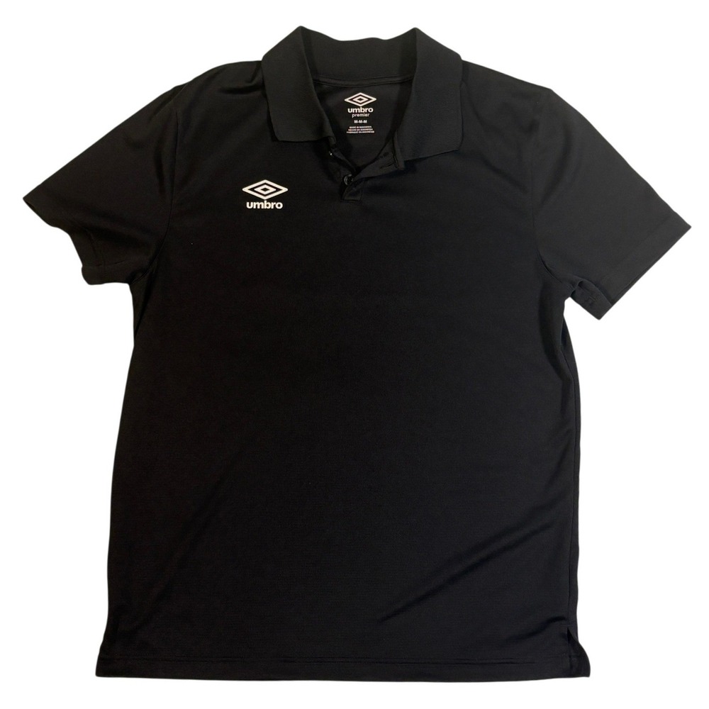 Umbro Premier Mens Black Short Sleeve Performance Soccer Polo Shirt Size Medium